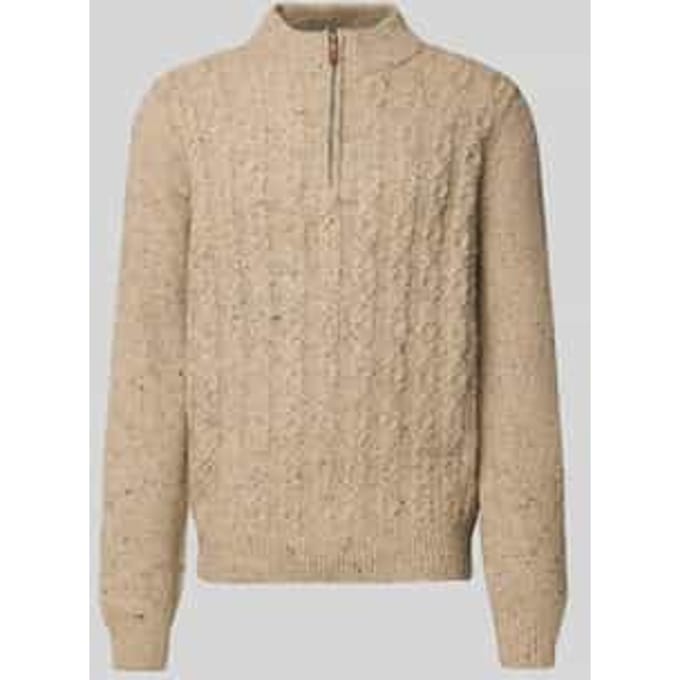 Fynch-Hatton Trui Troyer Zip Cable Knit Donegal Winter White / male
