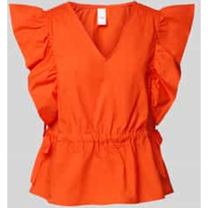 Blousetop met V-hals en volants, model 'ULEA'