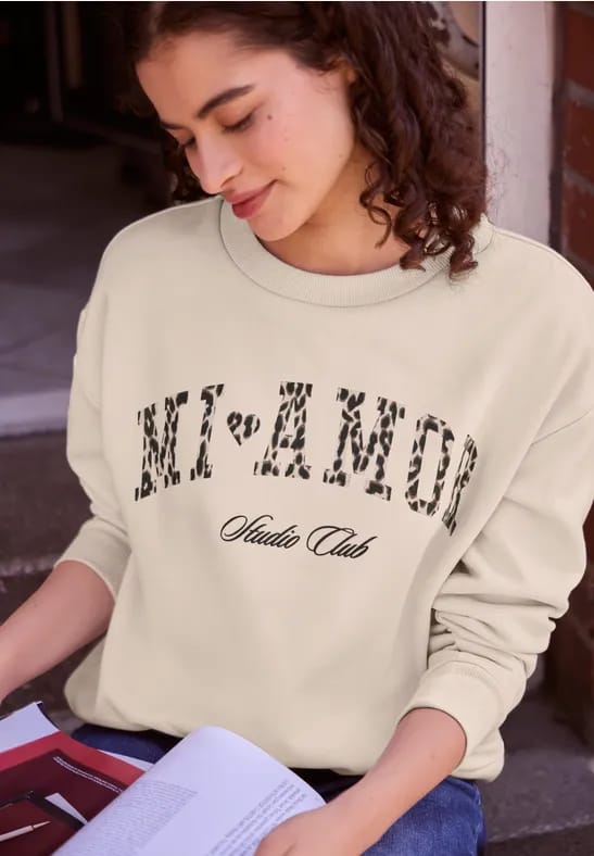 Sweatshirt met ronde hals in Loose Fit-pasvorm