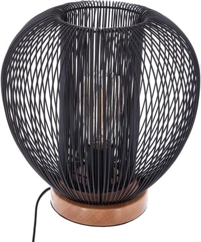 Design hanglamp met snoer, beukenhout en ijzer NODA