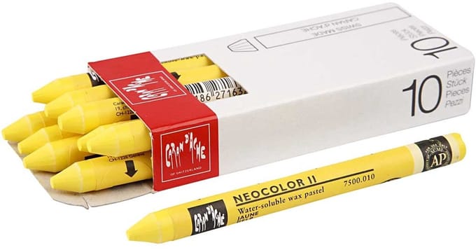 CARAN D’ACHE Neocolor II, L: 10 cm, dikte 8,5 mm, yellow (010), 10 stuk