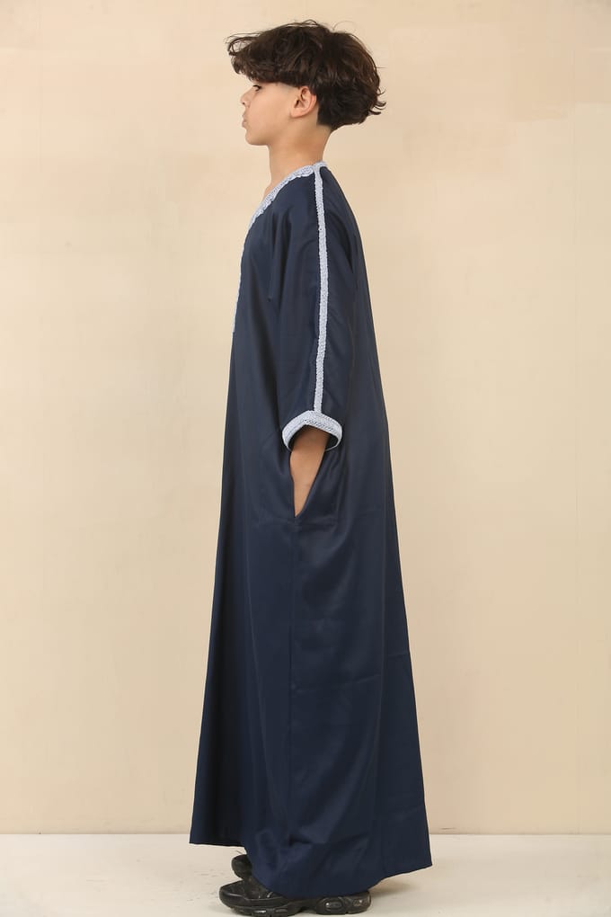 Kinderjongens blauwe Marokkaanse Thobe Jubba Robe Eid Djellaba Gandoura
