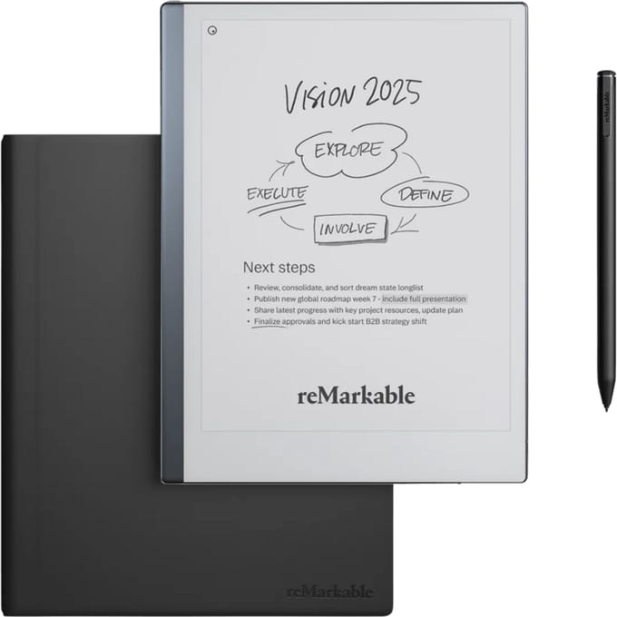reMarkable 2 met Leren Book Case Leer Zwart