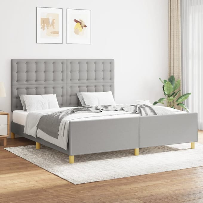 vidaXL - Bedframe - zonder - matras - stof - lichtgrijs - 160x200 - cm