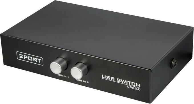 USB Data Switch - Apparaat Delen - Twee PC's - Handmatige Schakelaar - 1x USB A - Wit