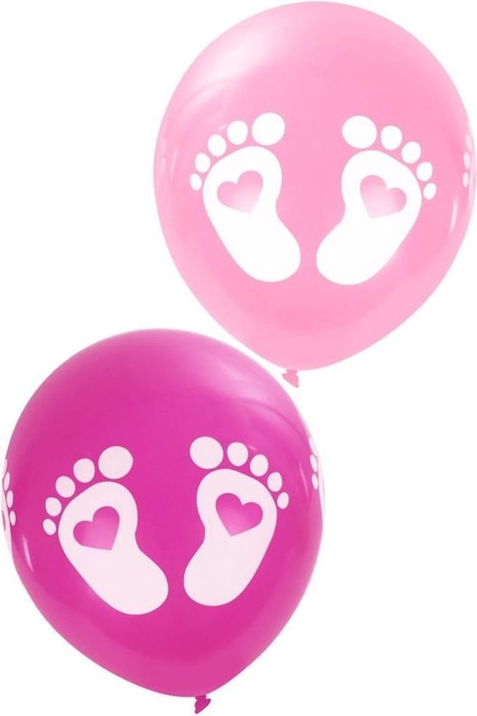 Ballonnen - Baby Voetjes - Roze - 8st.