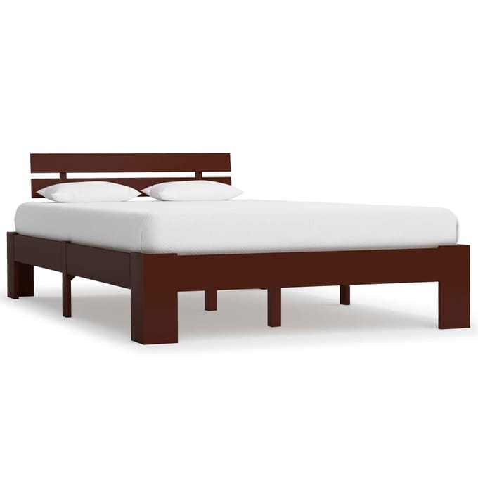 vidaXL - Bedframe - massief - grenenhout - donkerbruin - 140x200 - cm