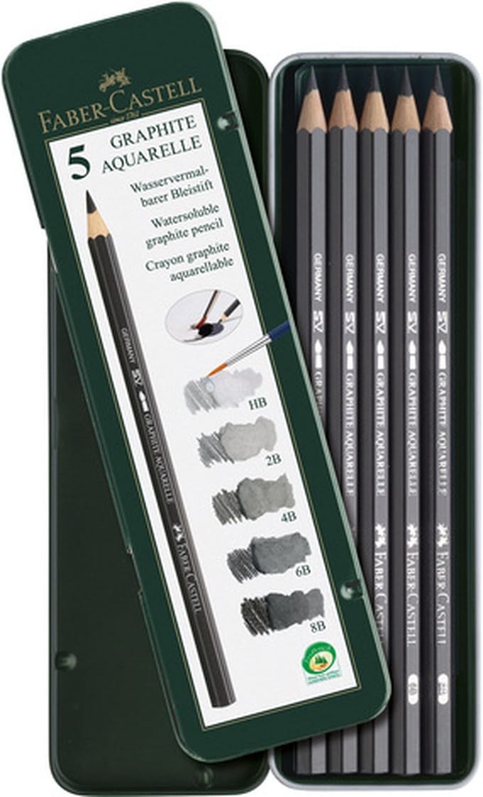 Faber-Castell aquarelpotlood - Graphite - zwart - blik HB / 2B / 4B / 6B / 8B - FC-117805