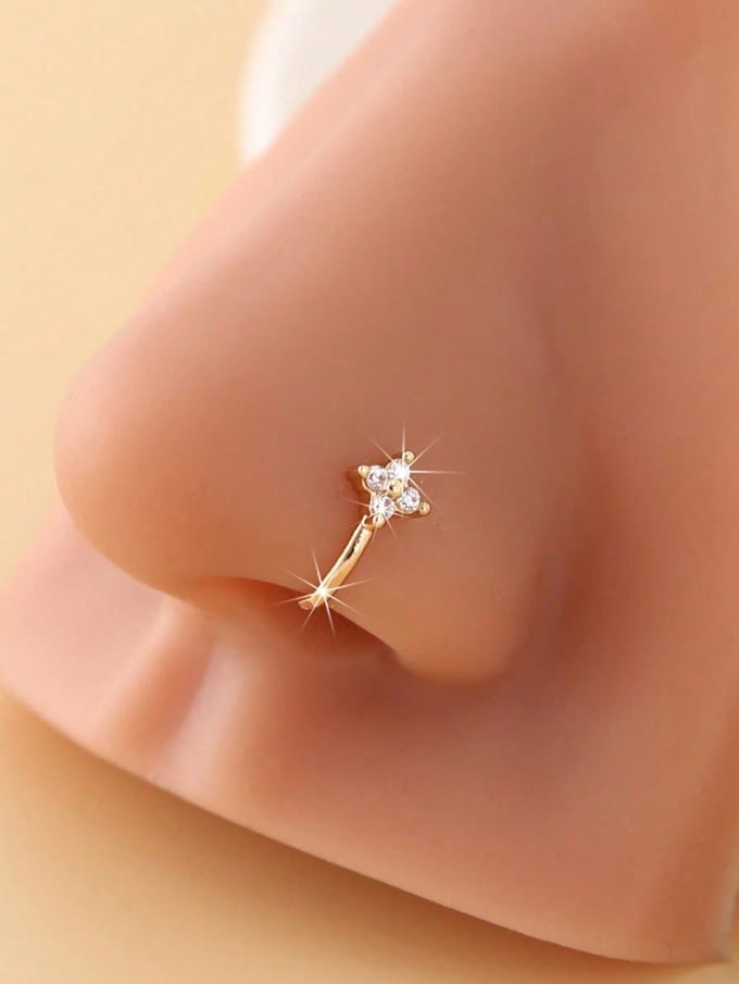 1 st Mini Vierklapper U-vormige Nep Neusring, Neusklem voor Dames, Geen Piercing Nodig goud