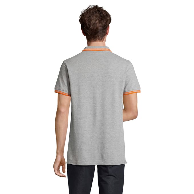 SOLS Heren Pasadena Melange Poloshirt (Grijs gemêleerd/oranje)