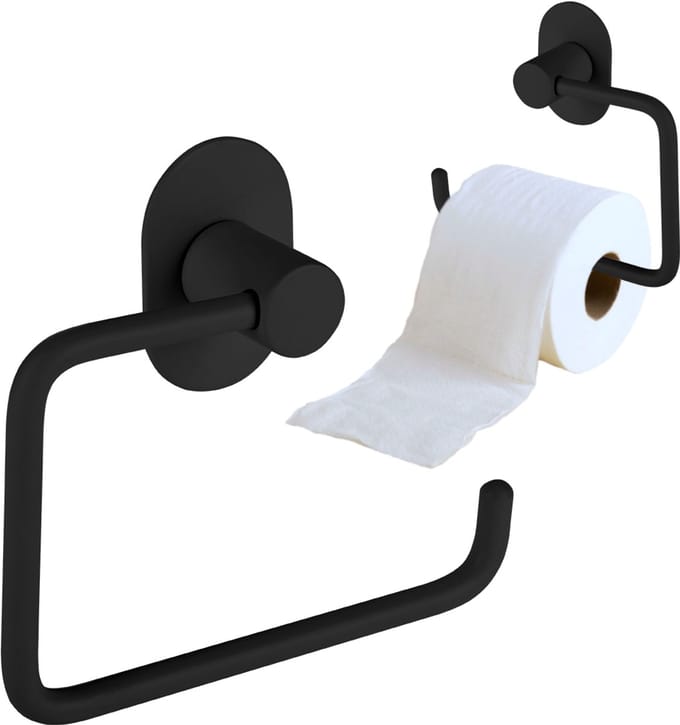 Laveo Miri - Toiletrolhouder - Zelfklevend - Schroefbaar - Zwart