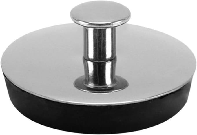 Badplug Afvoerstopper - Gootsteen Waskom - Waterdicht Afsluiten - Rubber RVS - Universele Maat - Grijs