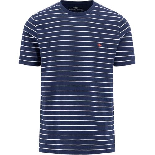 Fynch-Hatton T-Shirt Slub Stripe Crew Neck Marine / male