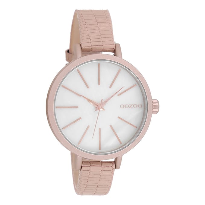 OOZOO Timepieces - Oud roze horloge met oud roze leren band - C8666