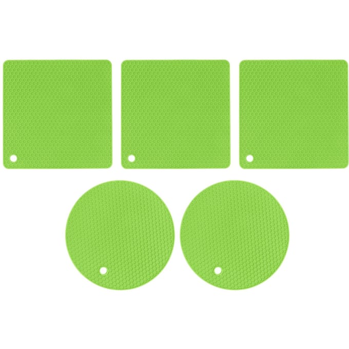 5 STUKS 2 Rond 3 Vierkant Siliconen Honingraat Mat Multifunctionele Onderzetters voor Hete Gerechten Tafels Groen groen