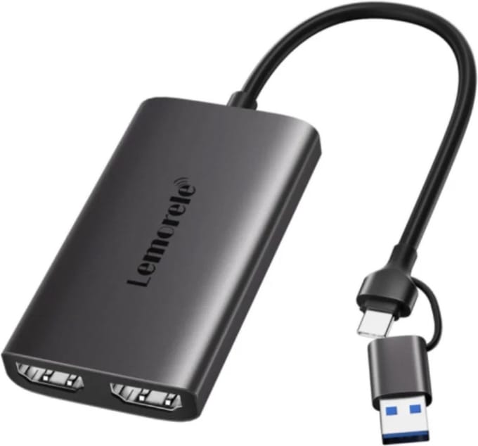 Lemorele AC02 – Video Capture Card – 4K@30Hz HDMI Loop-Out – USB-A & USB-C – Game Capture Recorder – Voor OBS/Streaming – Windows 7+/Mac/Linux/Android – Aluminium Behuizing – Donkergrijs