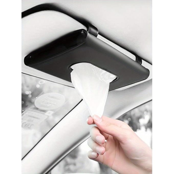 1 stuks PU Auto Zonneklep Tissuehouder one-size zwart