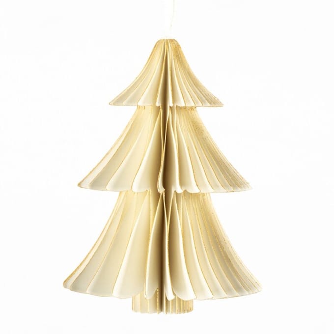 Papieren honeycomb kerstboom wit
