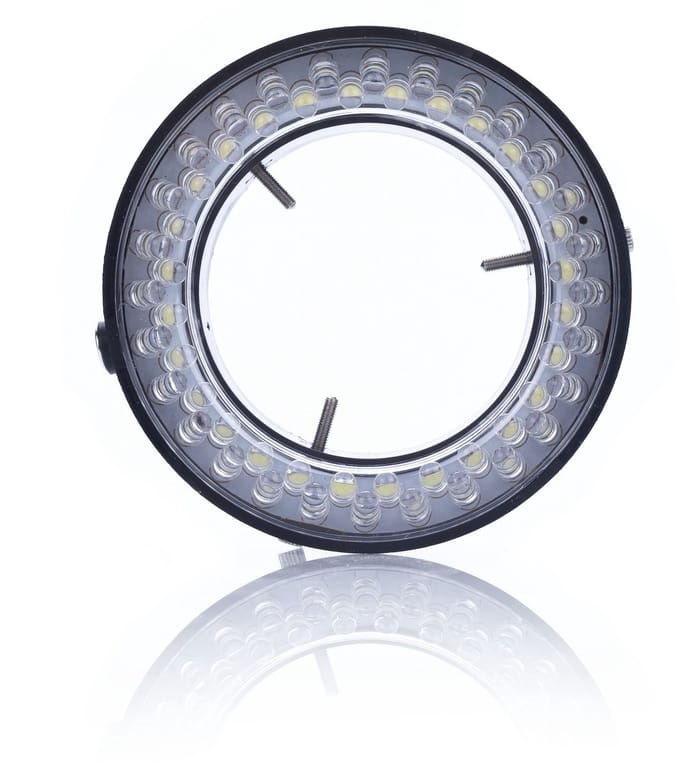 Rosfix Verstelbare Microscoopverlichting LED Ring - 56 LED, Dimmer - Ring Ø60–95 mm, Voeding
