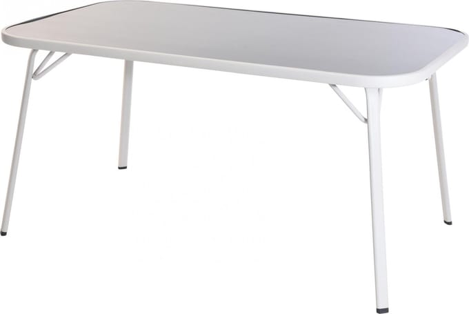 Pro Garden Tuintafel 150 x 90 cm Staal/Glas Wit/Grijs