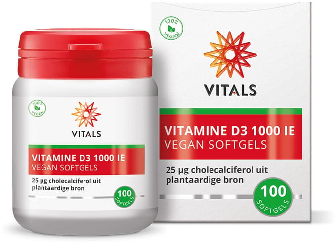 Vitals - Vitamine D3 1000 IE - 2 x 100 softgels - Voordeelverpakking