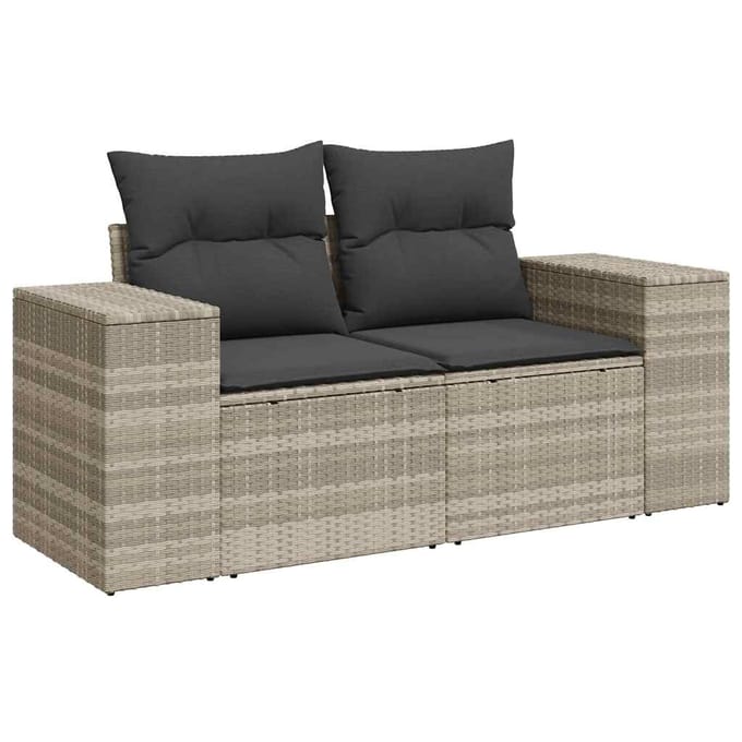 vidaXL - 6-delige - Loungeset - met - kussens - poly - rattan - lichtgrijs