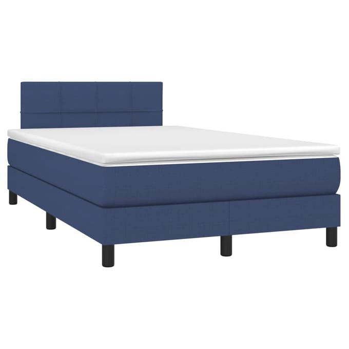vidaXL - Boxspring - met - matras - en - LED - stof - blauw - 120x200 - cm