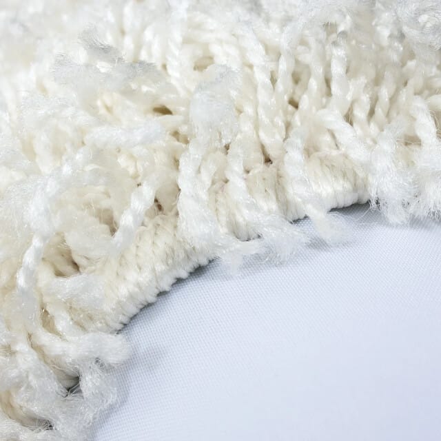 Muratap Basic rond shaggy vloerkleed creme hoogpolig- 80 cm rond