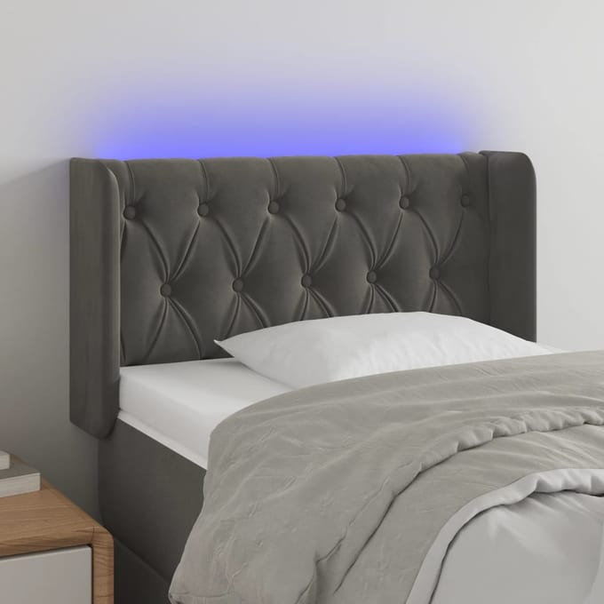 vidaXL - Hoofdbord - LED - 83x16x78/88 - cm - fluweel - donkergrijs