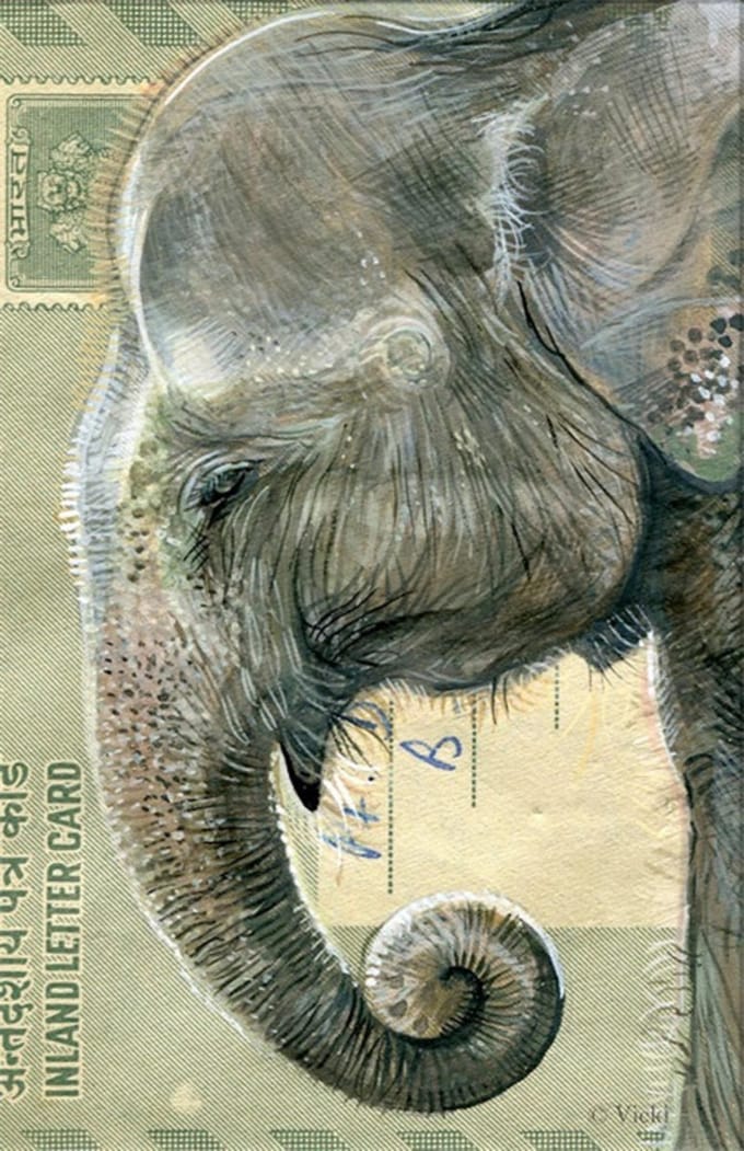 Dubbele kaart met env. Olifant 11,5x17,5cm