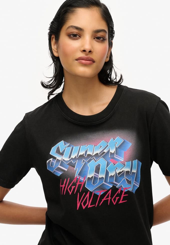Superdry - Rock Band-T-shirt met relaxte pasvorm - Dames - T-shirts