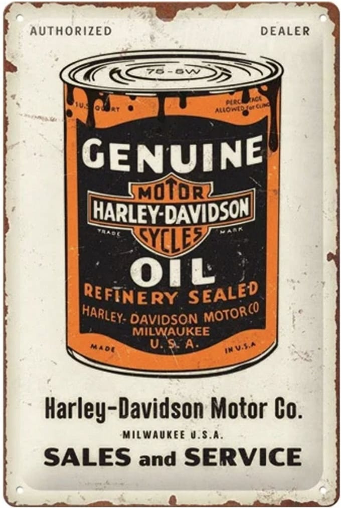 Metalen Bord 20 x 30 cm Harley-Davidson - Genuine Olieblik