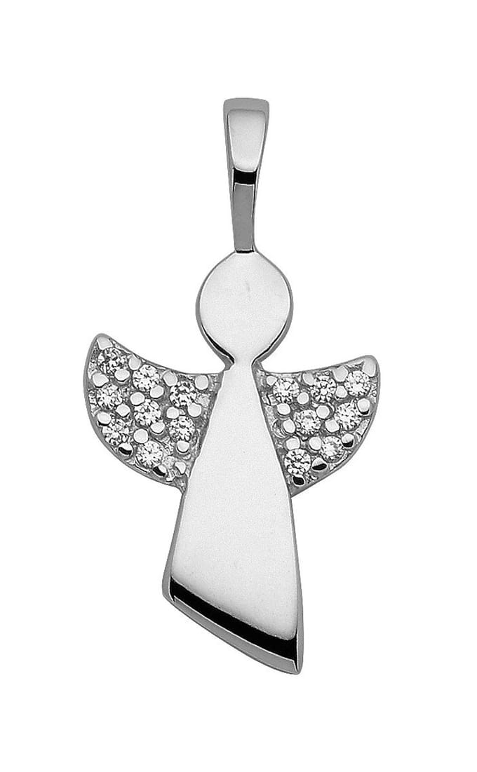 Hanger 925/rh, engel met zirkonia, gepolijst
