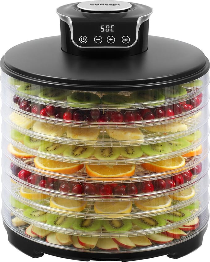 Concept SO3010 - Voedseldroger - 9 zeven, 245W - ideal voor fruit en kruiden - Zwart