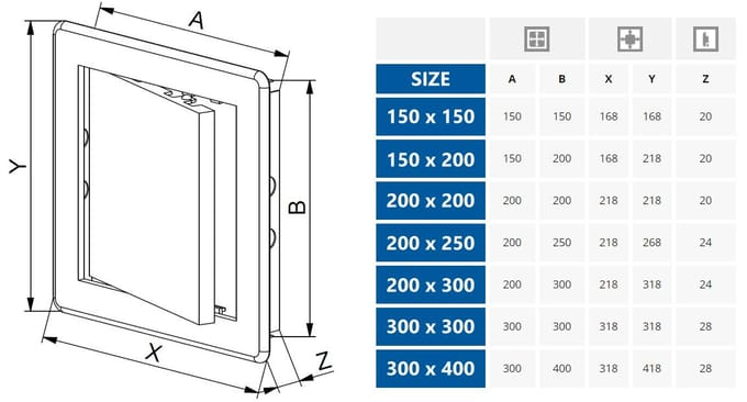 Toegangsdeur ABS 20x25cm Wit - Revisie Luik voor Techniek