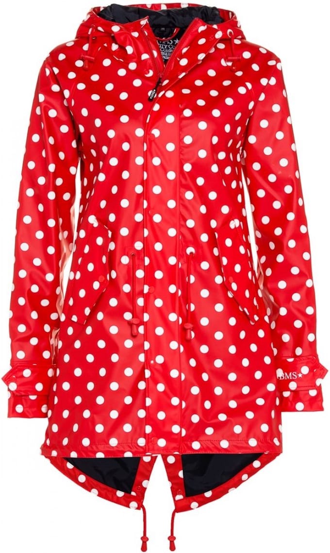 Rode dames regenjas met witte stippen / parka HafenCity® van BMS M