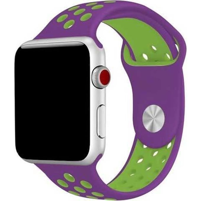 2+2 | Apple Watch Bandje Stryde - Dubbel - Siliconen - Paars Groen