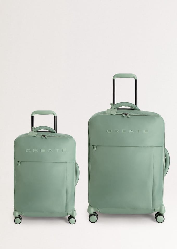 CREATE - Zachte koffer van polyester met TSA-slot en multidirectionele wielen - Sage - Set: S en M - LUGGAGE STUDIO SOFT