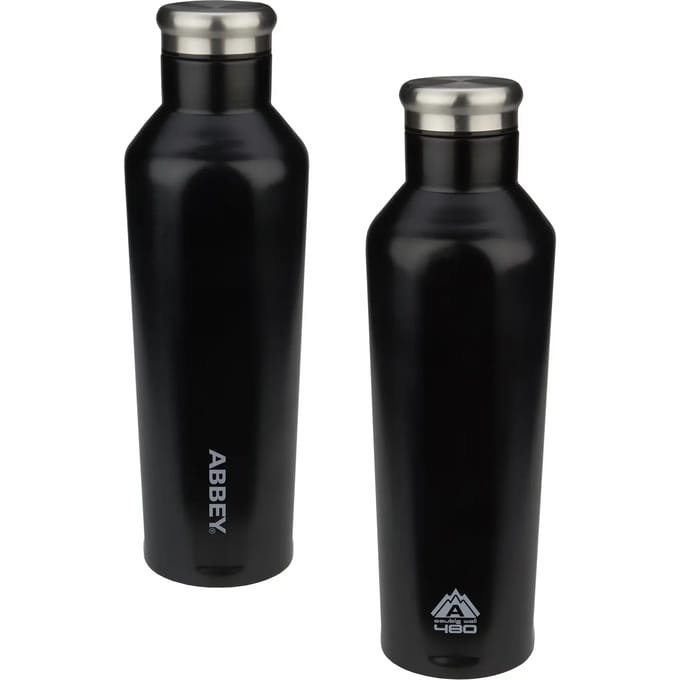 Abbey Drinkfles Dubbelwandig - Godafoss - 0.48 L - Zwart/Zilver - 0,48 L