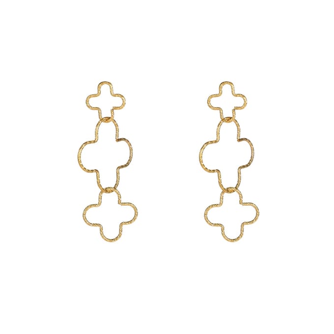 Go Dutch Label Oorknoppen Open Clover Dangle Goud