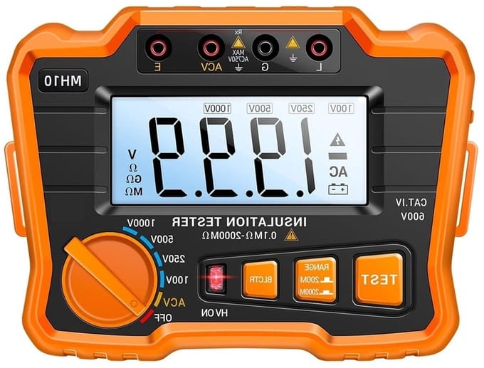 Isolatieweerstandstester - Megohmmeter Meter - Elektrische Veiligheid - Variabele Testspanningen - 1999 Tellingen - Beige