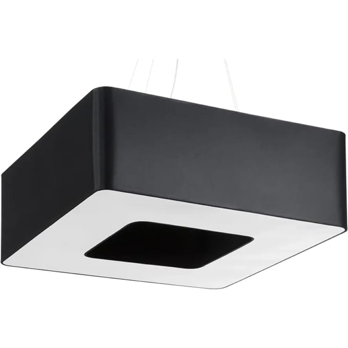 Kroonluchter URANO 60 met vierkante stoffen kap - Sollux Lighting - IP20 - Zwart stof/pvc/staal behuizing - 60 x 60 x 112 cm - 8 x E27 LED, exclusief lichtbron - 8 x 15 W - Minimalistische kroonluchter voor woonkamer, slaapkamer en eetkamer