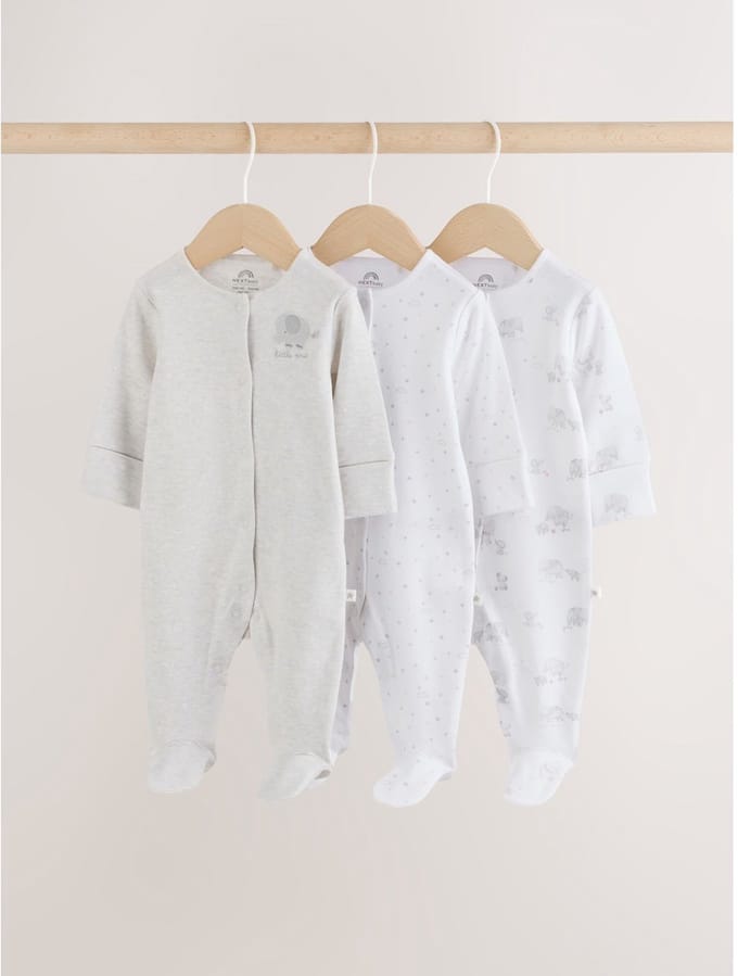 Next - Pasgeboren unisex - Verpakking van 3 babypyjama's - Wit