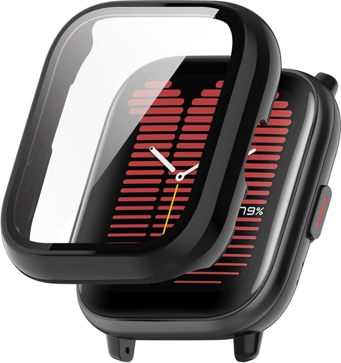 Strap-it PC Hard case hoesje met screen protector - geschikt voor Amazfit Active - zwart