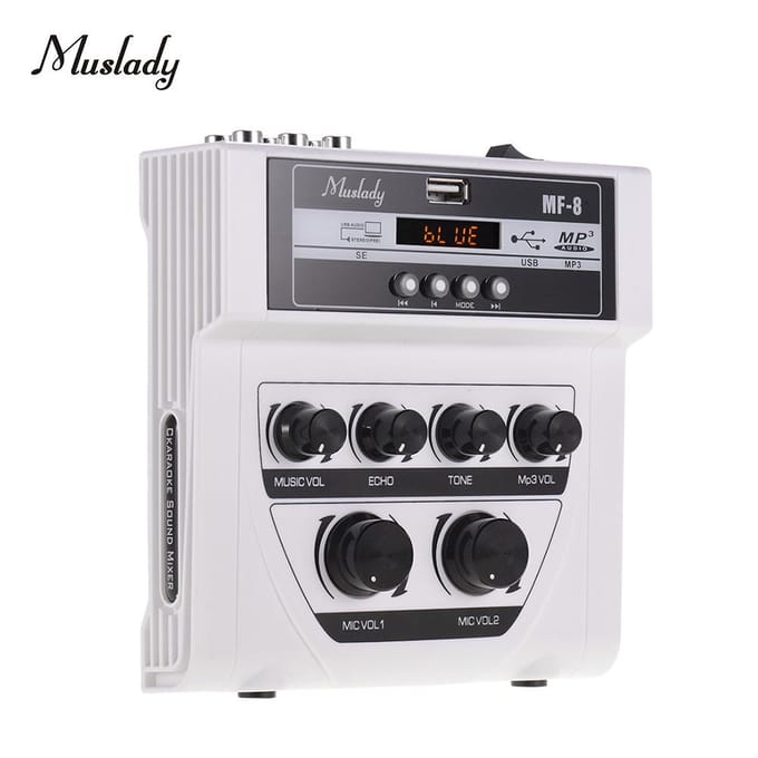 Muslady MF-8 Mini Karaoke Geluid Audio Mixer Stereo Echo Mixers Dubbel US Plug zwart