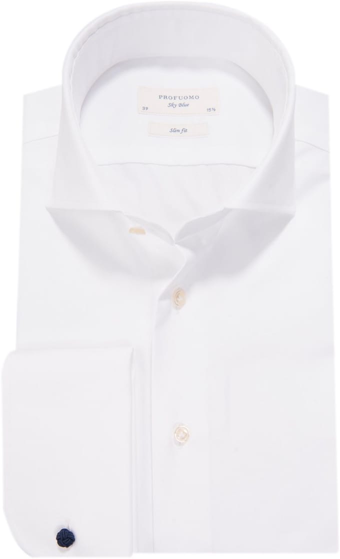 Profuomo - SkyBlue Slim Fit DubbelManchet - 37 - Heren - Slim-fit