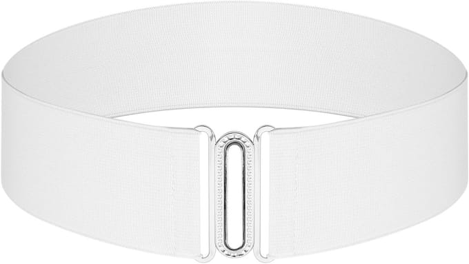 Brede Stretch Tailleband voor Dames - Witte Elastische Riem voor Avondjurken en Casual Outfits