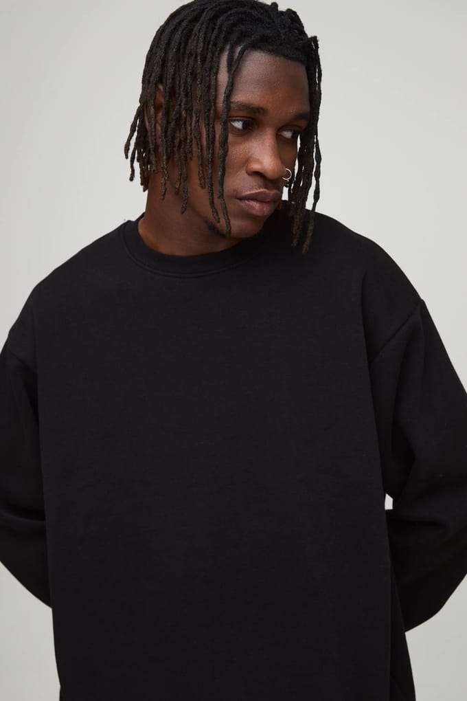Tall Essential Oversized Crew Neck Sweatshirt | Black | Size Small