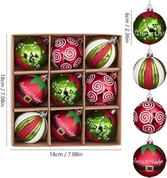 Livano Kerstballen - Kerstversiering - Plastic - 6 cm - 9 stuks