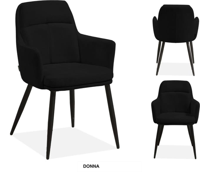 MX Sofa Eetkamer stoel Donna - kleur: Black - set van 2 stoelen